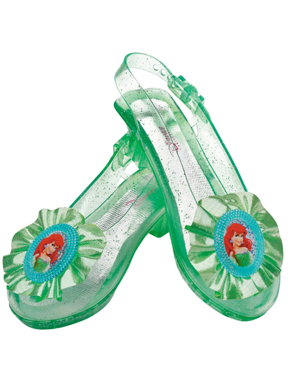Child Disney Princess Ariel Little Mermaid Green Costume Glitter Shoe Slippers